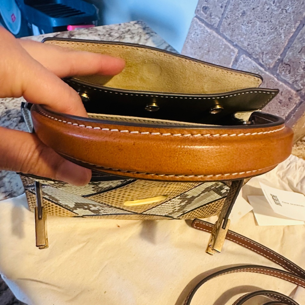 Tory Burch Green and Brown Satchel with Patchwork Design - Picture 10 of 10